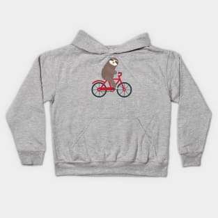 Sloth on a bicycle Kids Hoodie